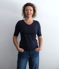 Load the image into the gallery viewer, The Shirt Project Organic cotton-modal-mix shirt V-neck half-sleeve