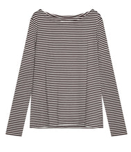 Laden Sie das Bild in den Galerie-Viewer, The Shirt Project Viskose-Mix Shirt Rundhalsausschnitt Langarm Streifen