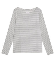 Laden Sie das Bild in den Galerie-Viewer, The Shirt Project Viskose-Mix Shirt Rundhalsausschnitt Langarm Streifen