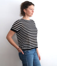 Load the image into the gallery viewer, Esisto Leinen-Viskose-Mix Strick Pullover Rundhalsausschnitt Kurzarm
