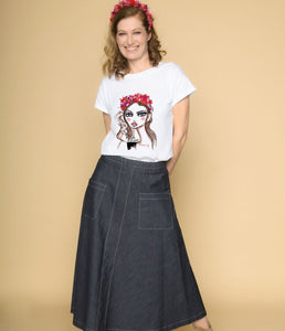 Railin Baumwoll T-Shirt Art Edition Lilli Grill Rundhalsausschnitt Kurzarm