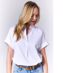 0039Italy cotton mix blouse Derry short sleeve