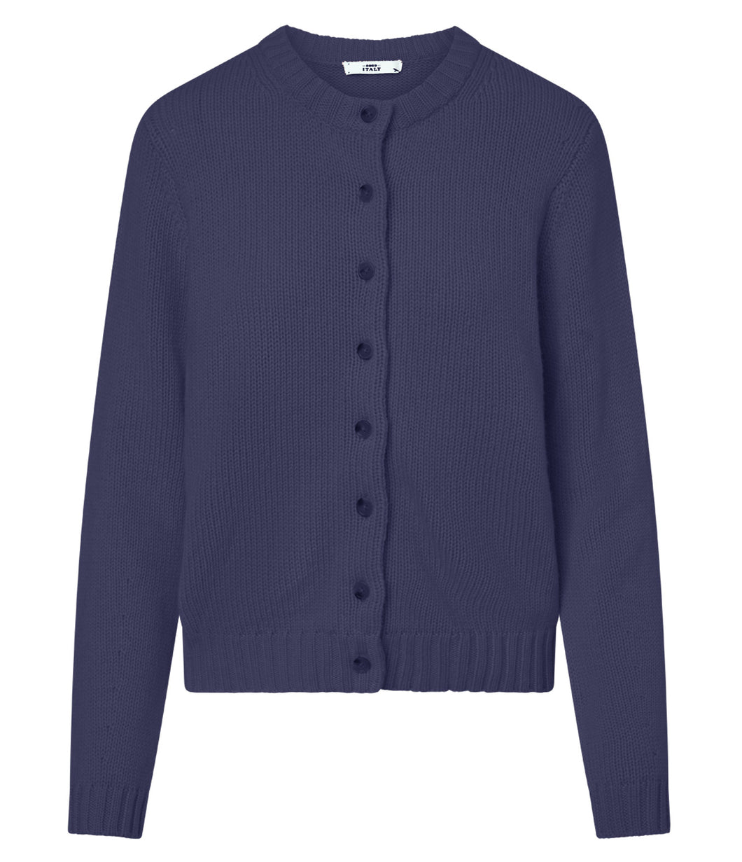 0039Italy cashmere-wool blend cardigan Giulia round neckline