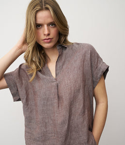 0039Italy Leinen Bluse Derry Kurzarm