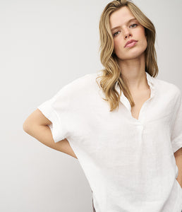 0039Italy Leinen Bluse Derry Kurzarm