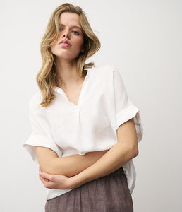 0039Italy Leinen Bluse Derry Kurzarm