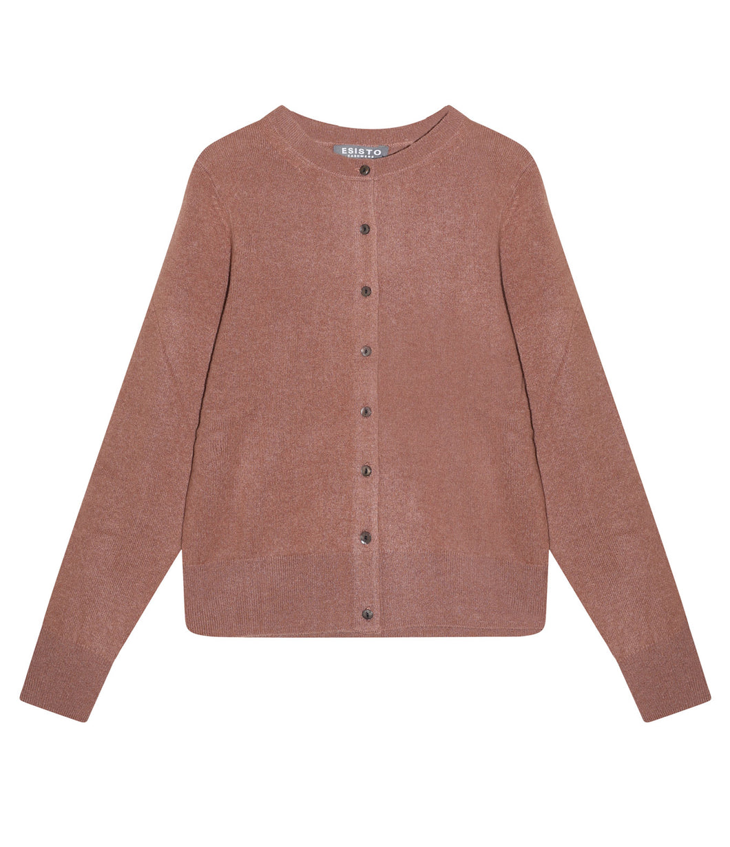 Esisto Kaschmir Strickjacke Rundhalsausschnitt Langarm
