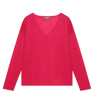 Load the image into the gallery viewer, Esisto linen-viscose mix jumper V-neck long sleeve
