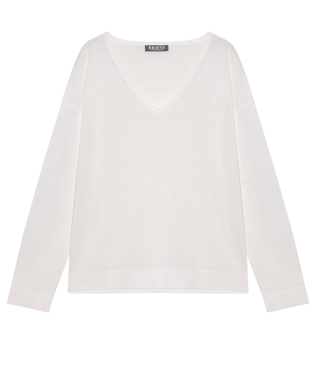 Esisto linen-viscose mix jumper V-neck long sleeve