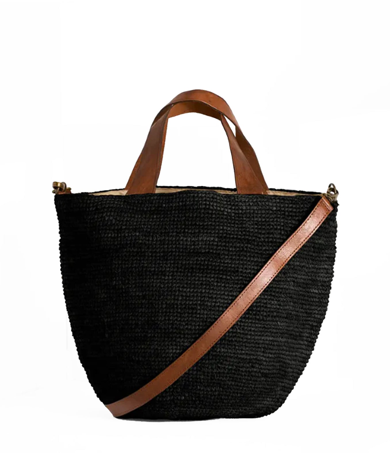 トートバッグ IBELIV SS25 MIROZY BAG (MIROZY TEA) MIROZY - Ball RAFFIA handbag with removable leather shoulder