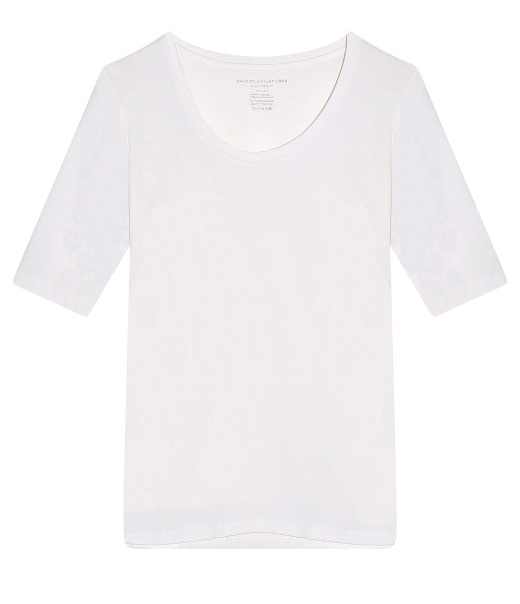 Majestic Filatures Viskose-Mix Shirt Rundhals Halbarm