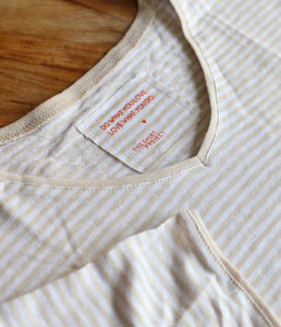 The Shirt Project Leinen Streifen Shirt V-Ausschnitt Halbarm
