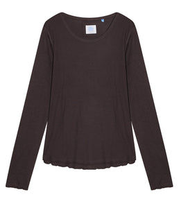 The Shirt Project Lyocell-Baumwoll-Mix Rippen Shirt Rundhalsausschnitt Langarm