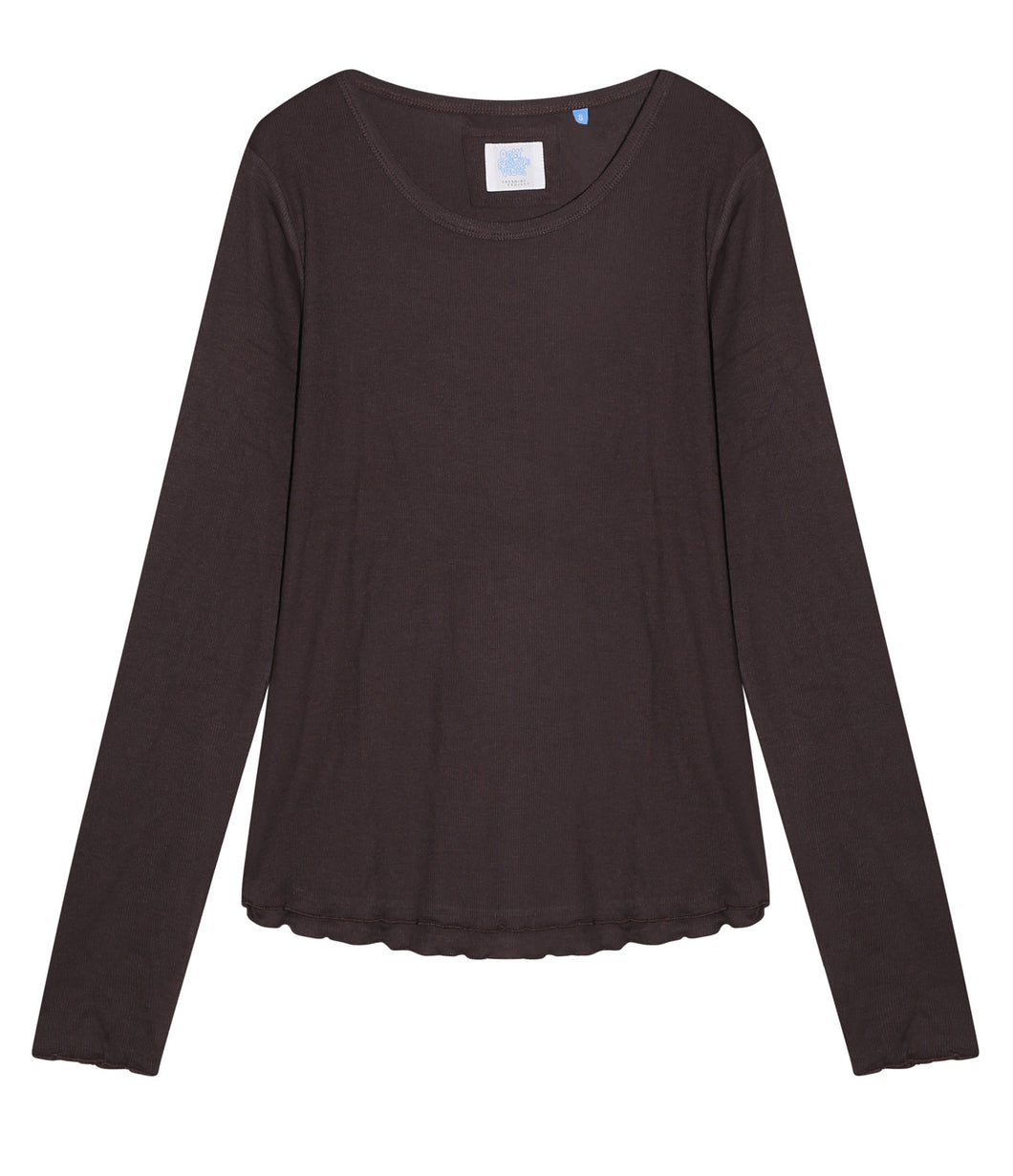 The Shirt Project Lyocell-Baumwoll-Mix Rippen Shirt Rundhalsausschnitt Langarm