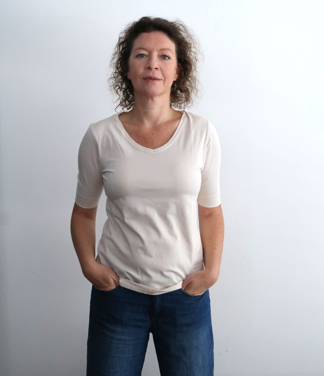 The Shirt Project Organic Baumwolle-Modal-Mix Shirt V-Ausschnitt Halbarm