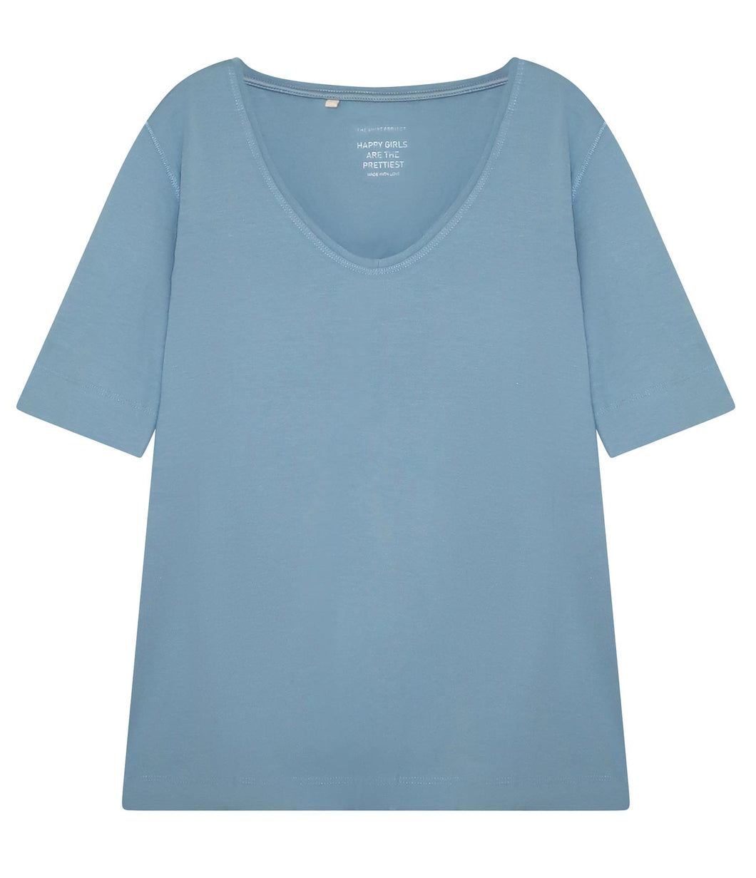 The Shirt Project Organic Baumwolle-Modal-Mix Shirt V-Ausschnitt Halbarm
