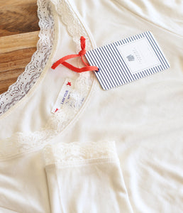 The Shirt Project Viskose-Mix Shirt mit Spitze Langarm