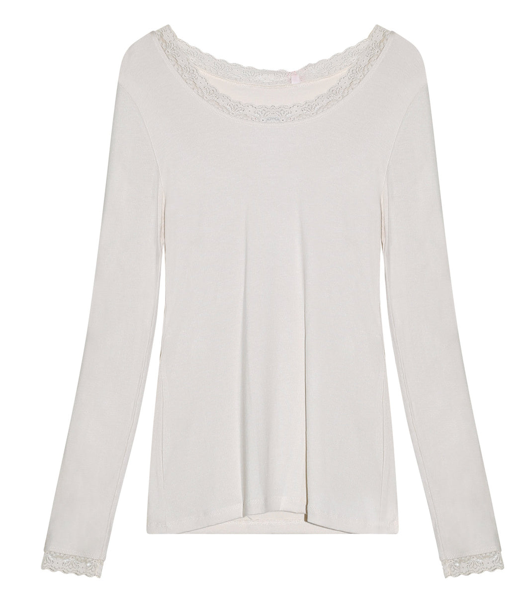 The Shirt Project Viskose-Mix Shirt mit Spitze Langarm