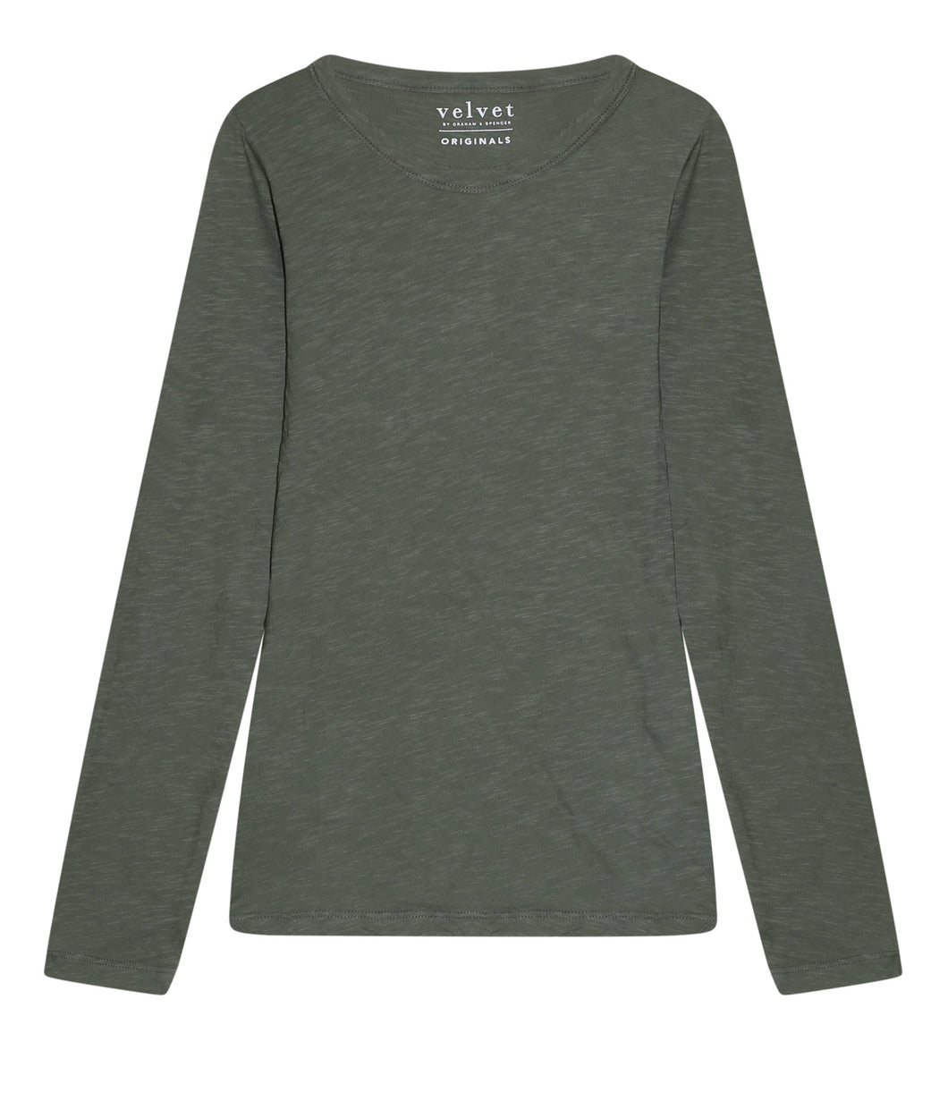 Velvet by Graham and Spencer Baumwoll Shirt Lizzie Rundhalsausschnitt Langarm