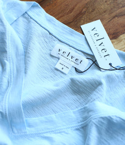 Velvet by Graham and Spencer Cotton Shirt Jill V-Neck Short Sleeve